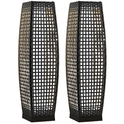 Outdoor Solar Floor Lamp - Modern Rattan Style LED Garden Light