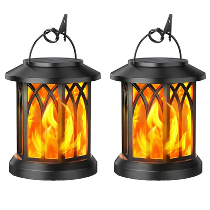 Outdoor Solar Lanterns Flickering Flame - Waterproof LED Hanging Garden Lights