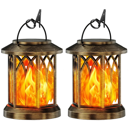 Outdoor Solar Lanterns Flickering Flame - Waterproof LED Hanging Garden Lights
