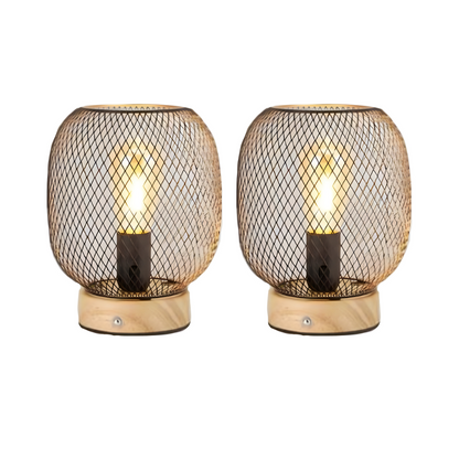Vintage Style Metal Cage Table Lamp With LED Bulb, Portable Wireless, Dimmable Touch Bedside, Rechargeable