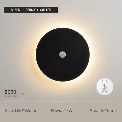 ZenithGlow Round LED Wall Lamp with Touch Sensor and Dimmable Light