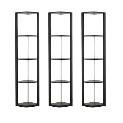 64" Corner Shelf with RGB LED Lights, Modern Tall Bookshelf Display Cabinet Remote Control for Living Room Bedroom