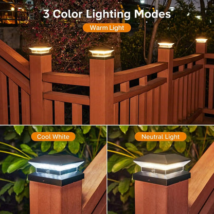 40-LED Solar Post Cap Lights for 4"x4" to 6"x6" - 30 Lumens, 3 Modes, Waterproof