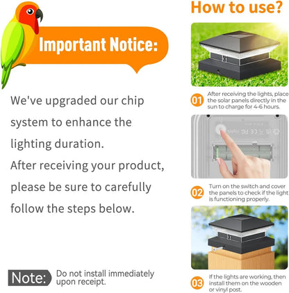 40-LED Solar Post Cap Lights for 4"x4" to 6"x6" - 30 Lumens, 3 Modes, Waterproof