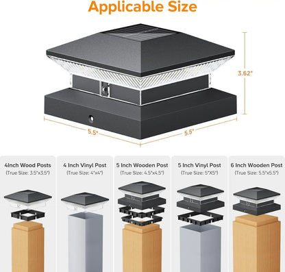 40-LED Solar Post Cap Lights for 4"x4" to 6"x6" - 30 Lumens, 3 Modes, Waterproof