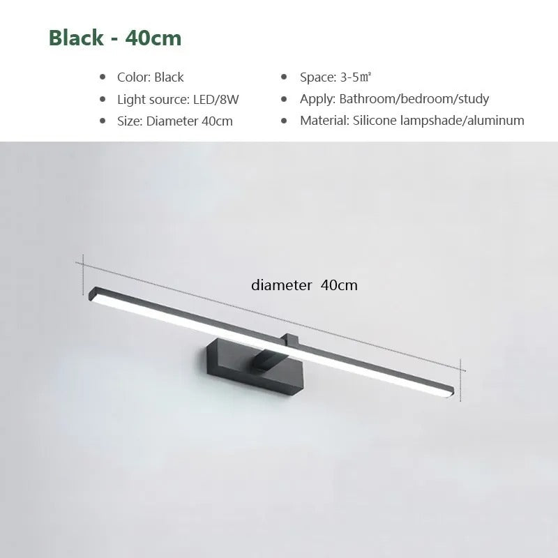 Modern LED Mirror Light Wall Lamp for Bathroom - Waterproof Indoor Flat Lighting for Makeup