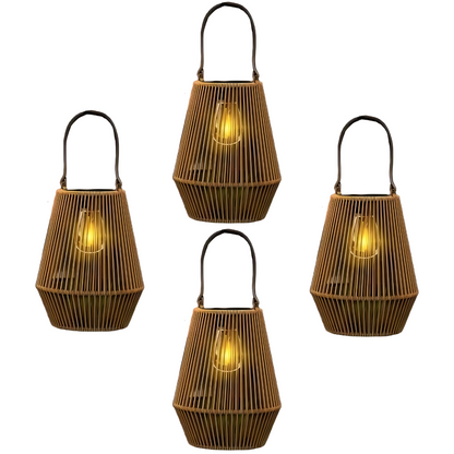 Decorative Outdoor Solar Lamps Portable | Woven Lantern Style LED Light for Table & Hanging