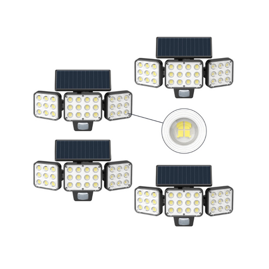 Ultra Bright 3000LM Solar Security Lights, 3-Head Motion Sensor Outdoor LED Floodlight