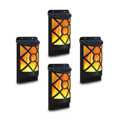 96-LED Solar Flame Wall Lights Outdoor Waterproof IP65 - Flickering Torch Effect for Garden Patio, Fence, Deck