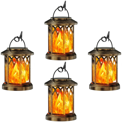 Outdoor Solar Lanterns Flickering Flame - Waterproof LED Hanging Garden Lights