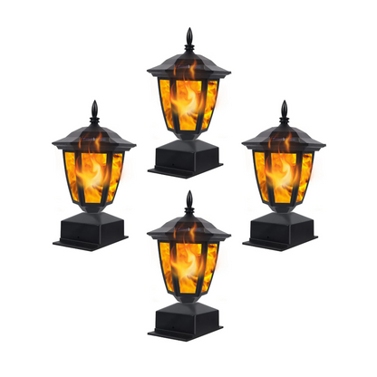 EnchantGlow 12-LED Solar Flame Post Light - Flickering Lamp Outdoor Waterproof