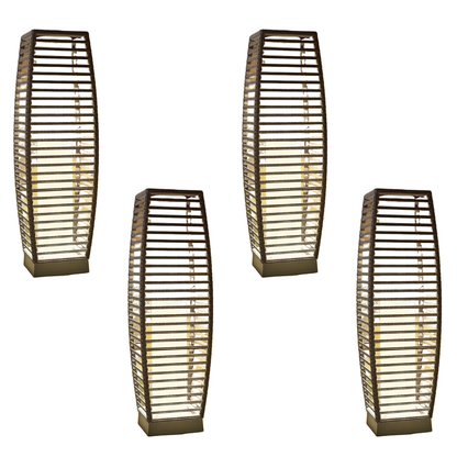 Modern Outdoor Solar Floor Lamp - Rattan Style Waterproof LED Light