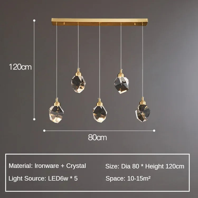 LumiDecor Nordic LED Crystal Ball Chandelier - 1/3/5 Head Gold Pendant Light