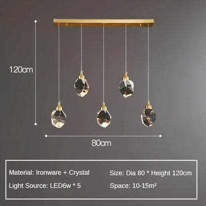 LumiDecor Nordic LED Crystal Ball Chandelier - 1/3/5 Head Gold Pendant Light