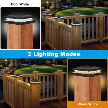 5x5 Solar Post Cap Lights, 24-LED Outdoor Waterproof Fence Post Top Lamp for Deck, Garden, Patio