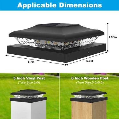 5x5 Solar Post Cap Lights, 24-LED Outdoor Waterproof Fence Post Top Lamp for Deck, Garden, Patio