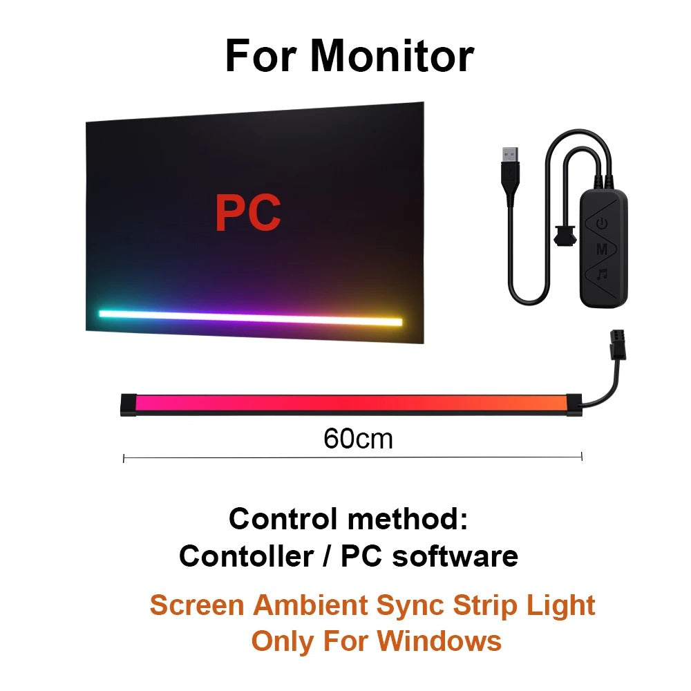 GlowSync Smart RGB Monitor Backlight Strip - Immersive Gaming & TV Experience