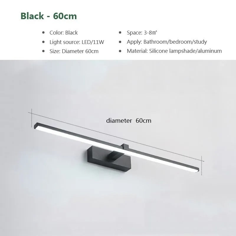 Modern LED Mirror Light Wall Lamp for Bathroom - Waterproof Indoor Flat Lighting for Makeup