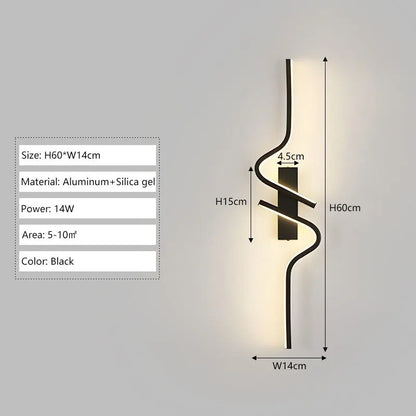 Modern LED Wall Lamp - Long Strip Up & Down Light for Bedroom, Hallway Wall Sconce Decor