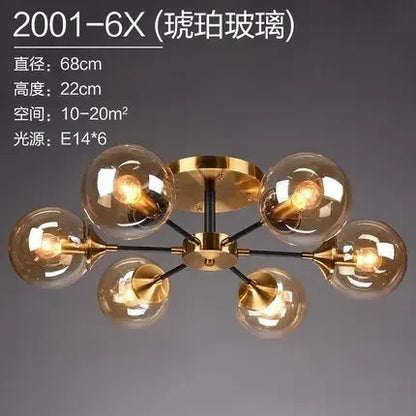 LumiStyle - Modern LED Glass Ball Pendant Light Gold Retro Ceiling Fixture