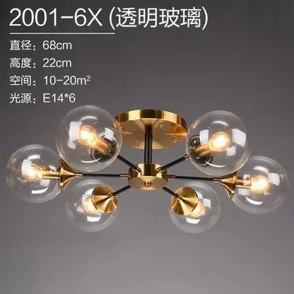LumiStyle - Modern LED Glass Ball Pendant Light Gold Retro Ceiling Fixture