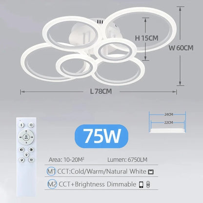 EleganceGlow Modern LED Ring Chandelier Ceiling Light Dimmable Gold Finish