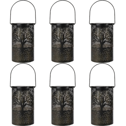 Metal Hanging Solar Lantern Outdoor Decor | Tree of Life Shadow Light | Waterproof LED Garden Patio Lamp