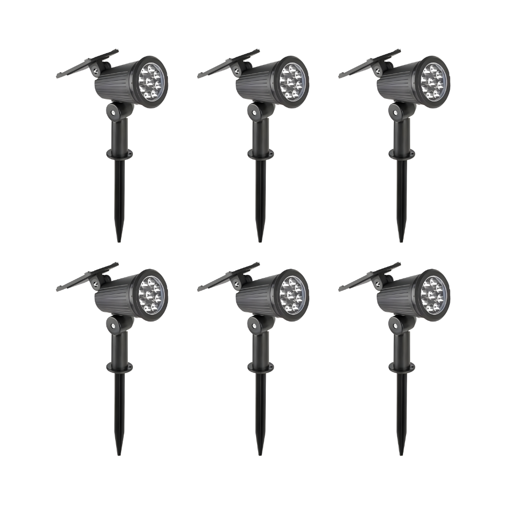 9-LED Solar Spot Lights, RGB - IP65 Waterproof Outdoor Landscape Spotlight