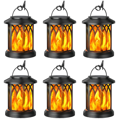 Outdoor Solar Lanterns Flickering Flame - Waterproof LED Hanging Garden Lights