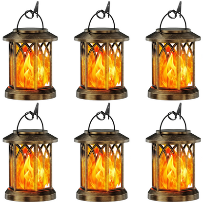 Outdoor Solar Lanterns Flickering Flame - Waterproof LED Hanging Garden Lights