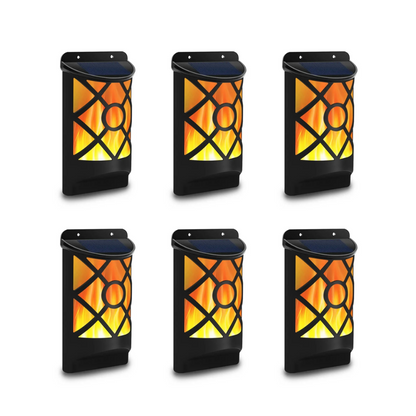 96-LED Solar Flame Wall Lights Outdoor Waterproof IP65 - Flickering Torch Effect for Garden Patio, Fence, Deck