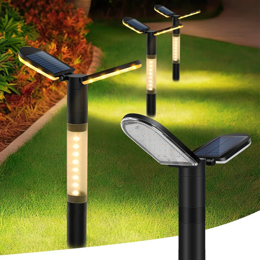 76-LED Solar Pathway Lights Adjustable Outdoor Garden Landscape Lighting Dusk-to-Dawn Waterproof