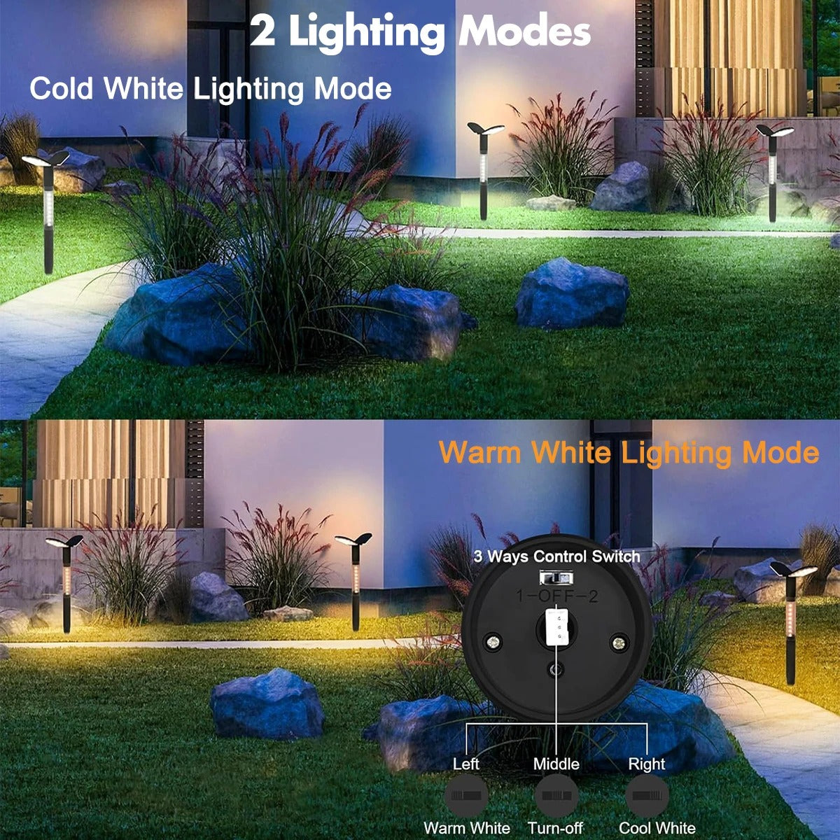 76-LED Solar Pathway Lights Adjustable Outdoor Garden Landscape Lighting Dusk-to-Dawn Waterproof