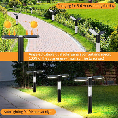 76-LED Solar Pathway Lights Adjustable Outdoor Garden Landscape Lighting Dusk-to-Dawn Waterproof