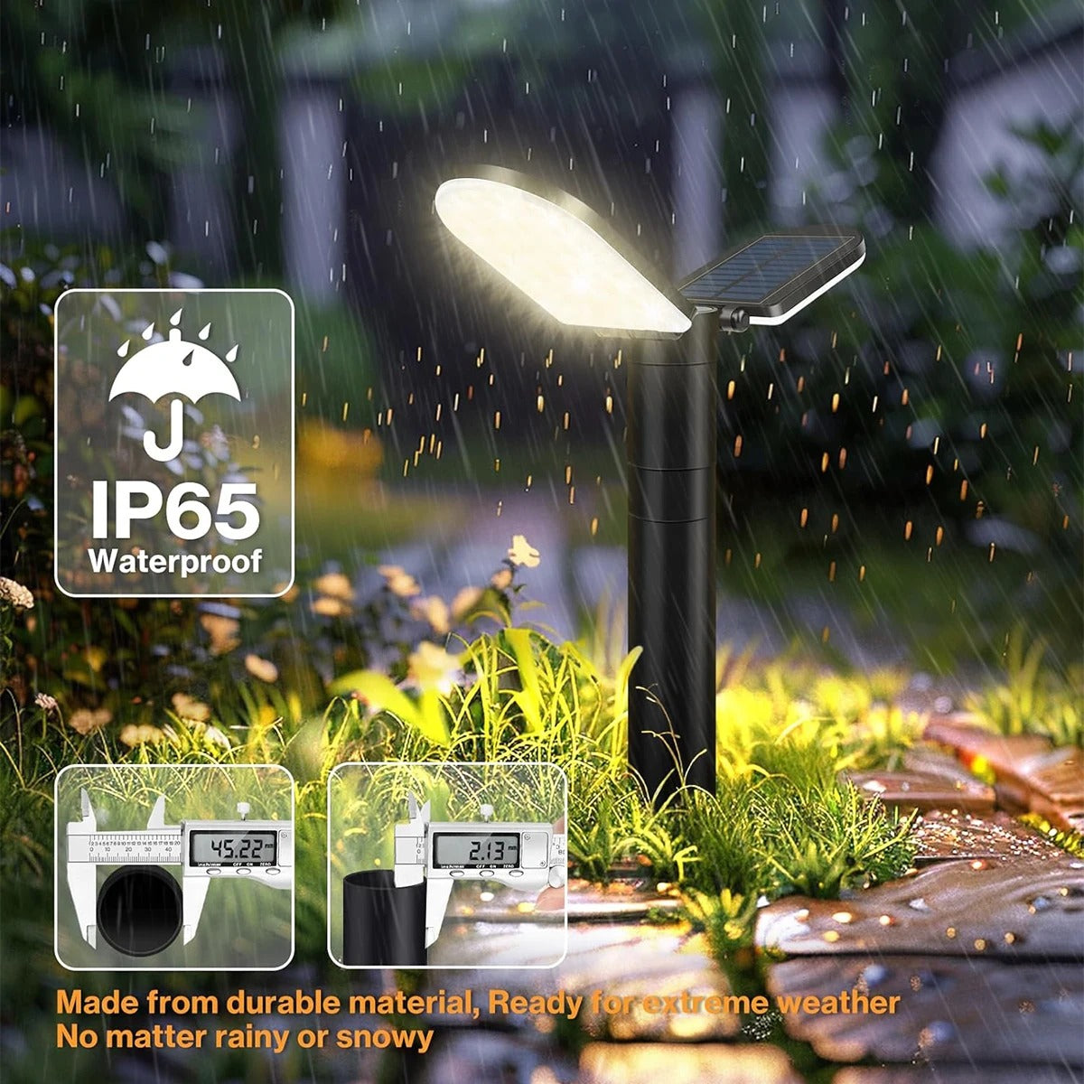 76-LED Solar Pathway Lights Adjustable Outdoor Garden Landscape Lighting Dusk-to-Dawn Waterproof