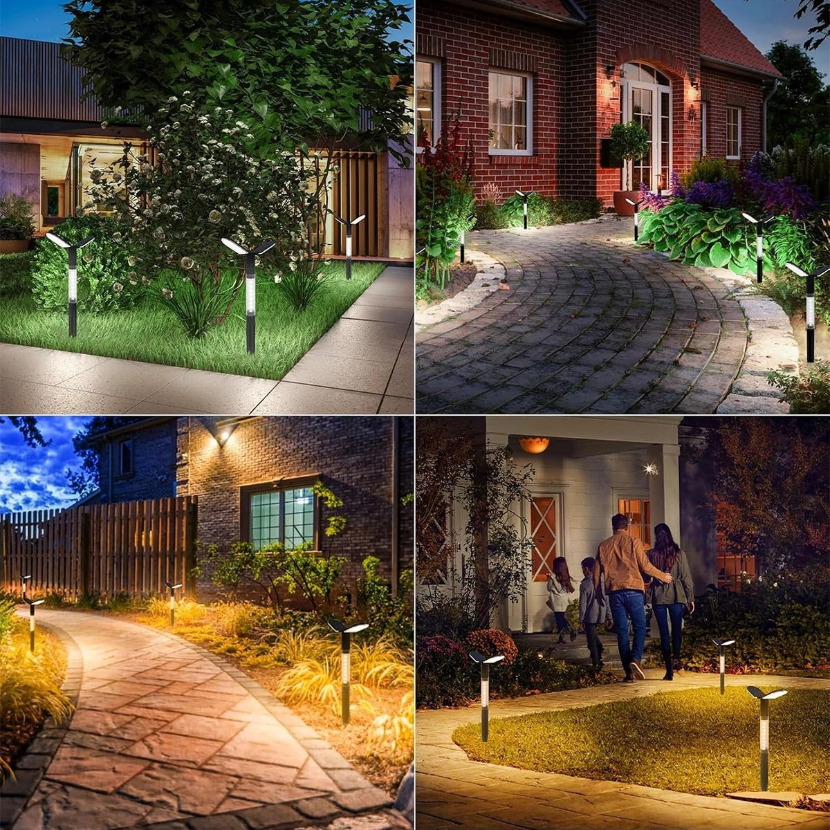 76-LED Solar Pathway Lights Adjustable Outdoor Garden Landscape Lighting Dusk-to-Dawn Waterproof