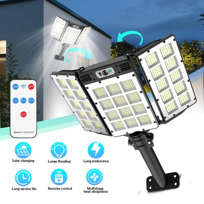 800-LED Solar Street Light Outdoor - Adjustable 3 Modes Motion Sensor Security Lamp, IP65 Waterproof with Remote Control