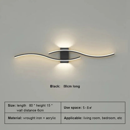 Modern LED Wall Lamp - Long Strip Wall Light for Living Room & Bedroom, TV Background Decorative Lighting