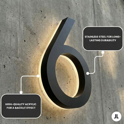 Modern Custom 3D Lighted House Numbers & Letters, Premium Stainless Steel and Waterproof