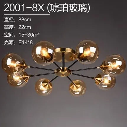 LumiStyle - Modern LED Glass Ball Pendant Light Gold Retro Ceiling Fixture