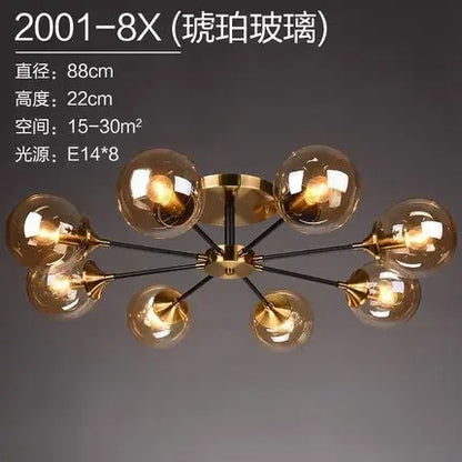 LumiStyle - Modern LED Glass Ball Pendant Light Gold Retro Ceiling Fixture