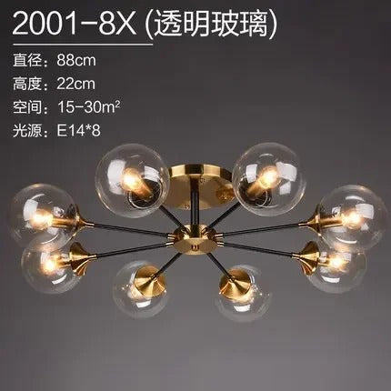 LumiStyle - Modern LED Glass Ball Pendant Light Gold Retro Ceiling Fixture