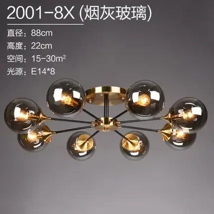 LumiStyle - Modern LED Glass Ball Pendant Light Gold Retro Ceiling Fixture