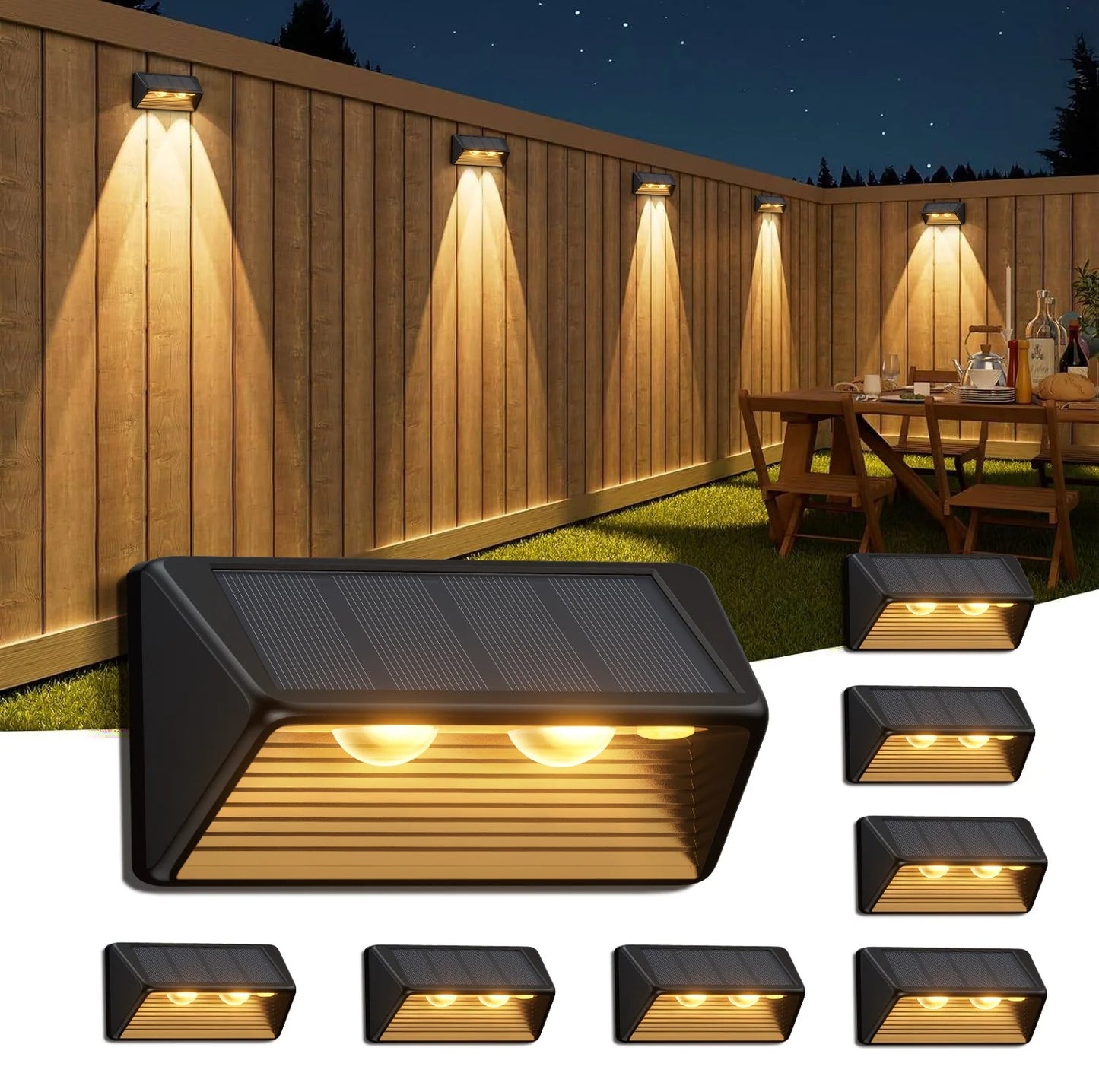 AuraDeck - Solar Fence Lights Convex Lensed LED Outdoor Lighting