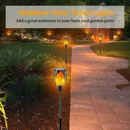 96-LED Solar Flame Pathway Lights - Outdoor Waterproof Flickering Torch Lamp