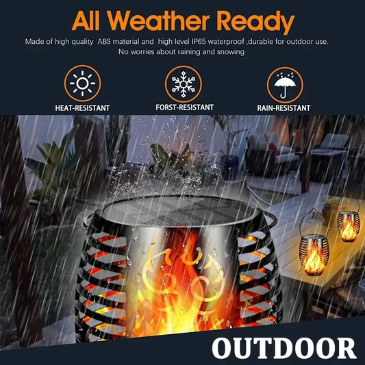 96-LED Solar Flame Pathway Lights - Outdoor Waterproof Flickering Torch Lamp