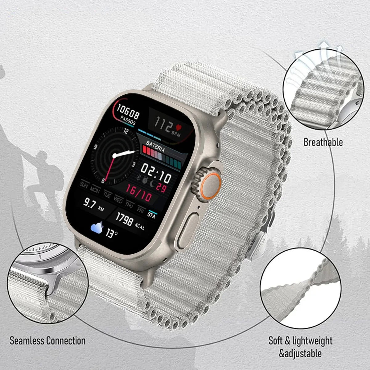 ActiveGear - Nylon Sports Strap for Apple Watch Ultra & Series 6-10, SE