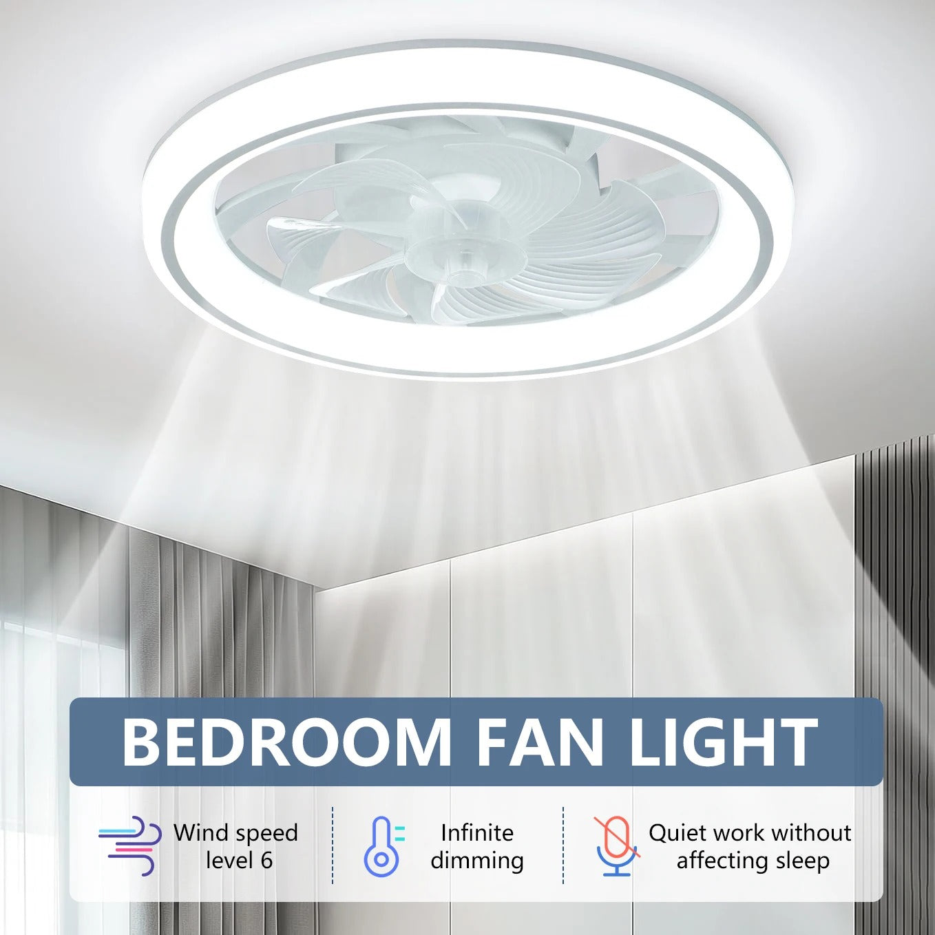 AeroBreeze - 48cm Silent Ceiling Fan Light with Remote & Dimming