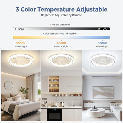 AeroBreeze - 48cm Silent Ceiling Fan Light with Remote & Dimming