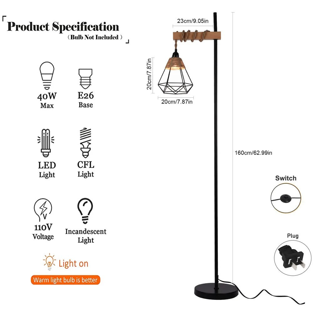 Aesthetic Smart Floor Lamp, Adjustable Height Standing Light with Woven Rattan Lampshade